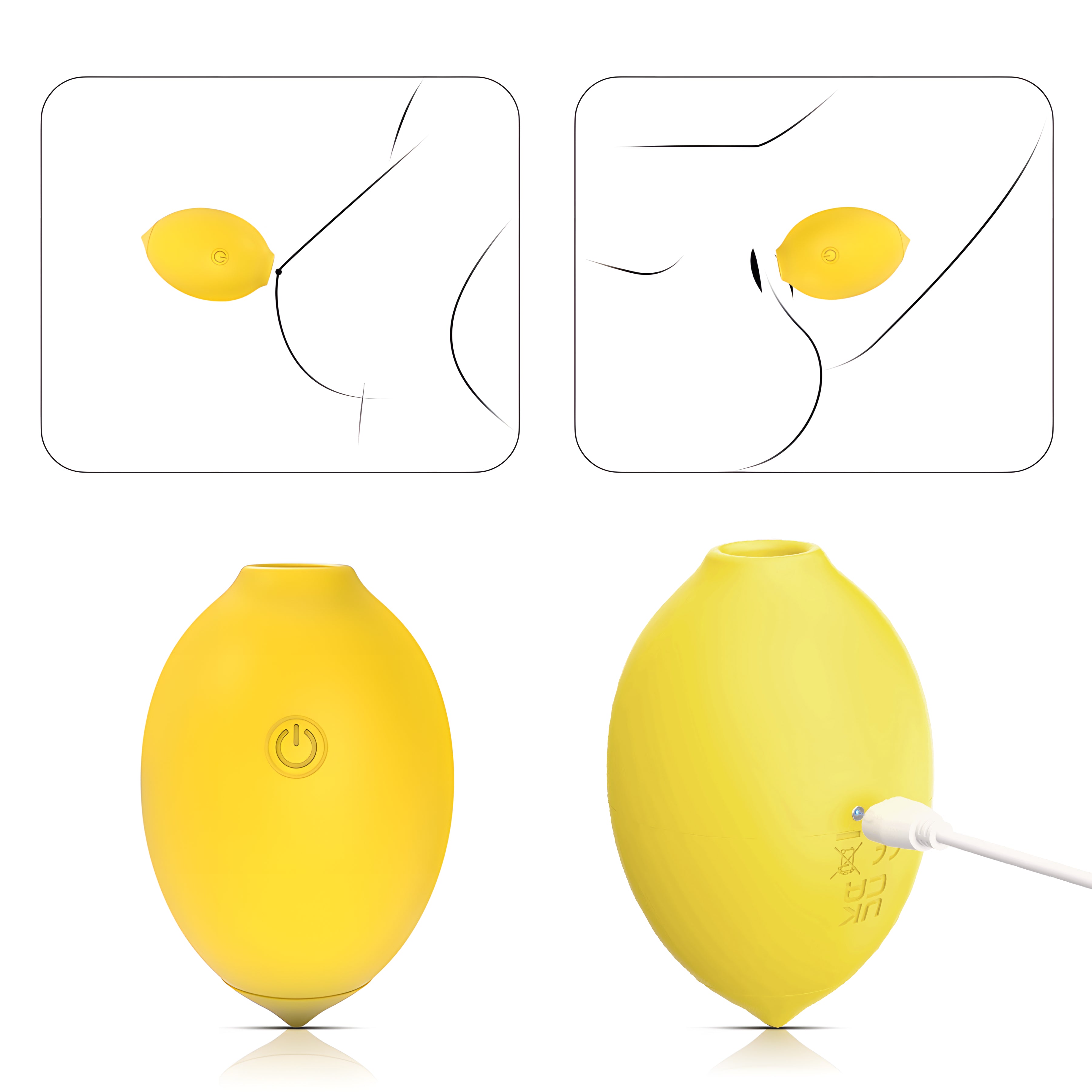Lemon Clitoral Sucking Vibrator, Adult Sex Toy - Anal and Nipple Sucking Stimulator, 10 Suction and Vibrating Modes, for Women and Couples, Magnetic Charging, IPX6 Waterproof (Yellow)