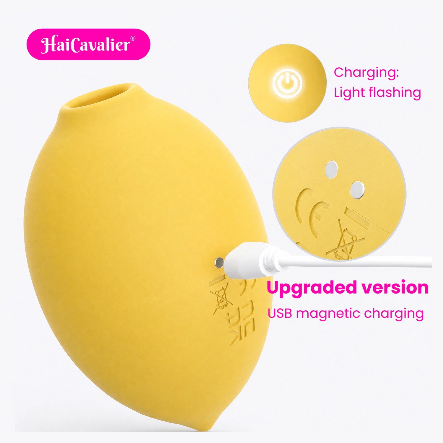 Lemon Vibrator Upgraded, 10 Pulse Modes Clit Sucker with Air Pulse & Nipple Stimulator, USB Magnetic Charging, IPX6 Waterproof, Yellow Lemon Shape Sex Toy for Women Beginners